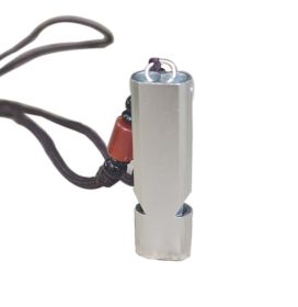 c2 PCS Emergency Whistles with Lanyard Double Tubes Outdoor Whistle for Camping Hiking; Sliver