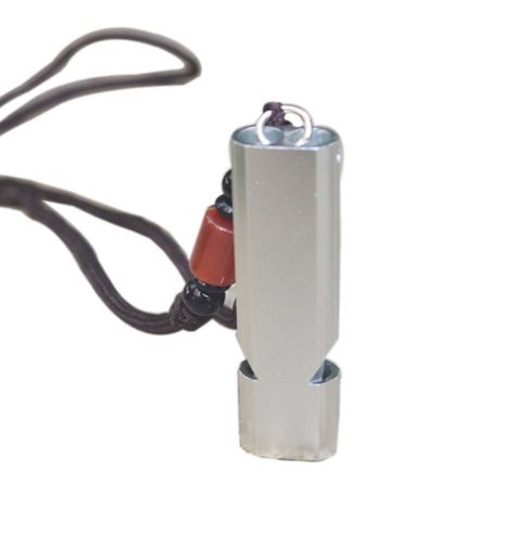 c2 PCS Emergency Whistles with Lanyard Double Tubes Outdoor Whistle for Camping Hiking; Sliver