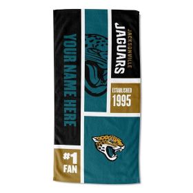 c[Personalization Only] OFFICIAL NFL Colorblock Personalized Beach Towel - Jaguars