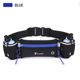 Adjustable Running Belt Fanny Pack With 2 Water Bottle Holder For Men And Women For Fitness Jogging Hiking Travel (Color: Blue)